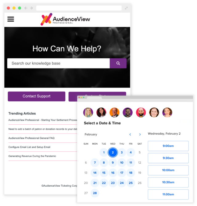 AudienceView Professional help center and online support scheduling