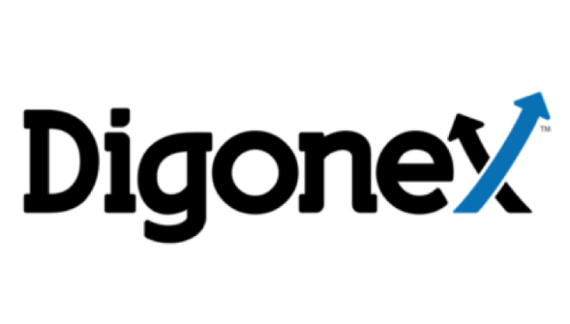 Digonex logo: the word 'Digonex' in black with a blue upward-arrow accent forming the 'X'.