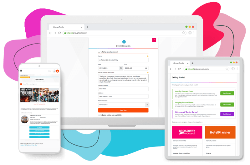 3 different devices with the groupTools platform