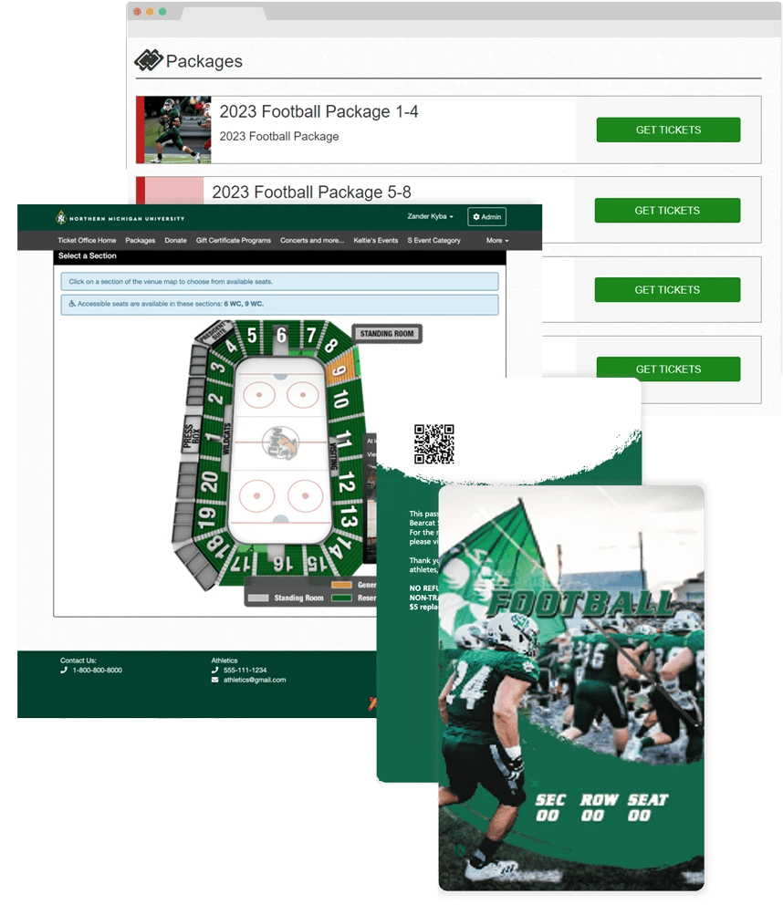 dashboard with a stadium